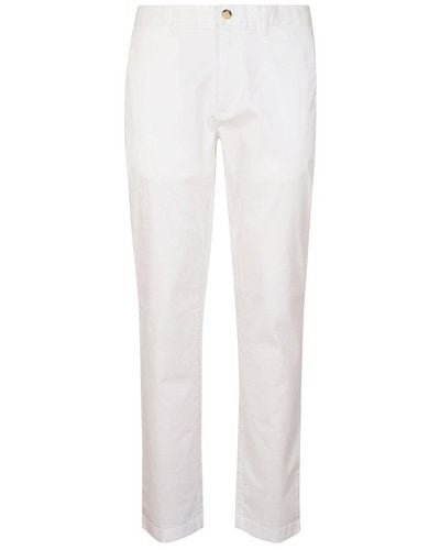 Michael Kors Logo Embroidered Straight-leg Trousers - White