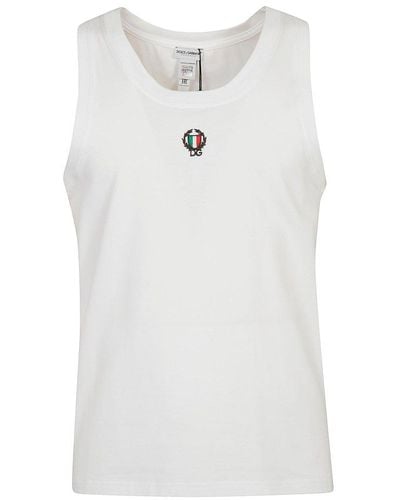 Dolce & Gabbana Logo Embroidered Tank Top - White