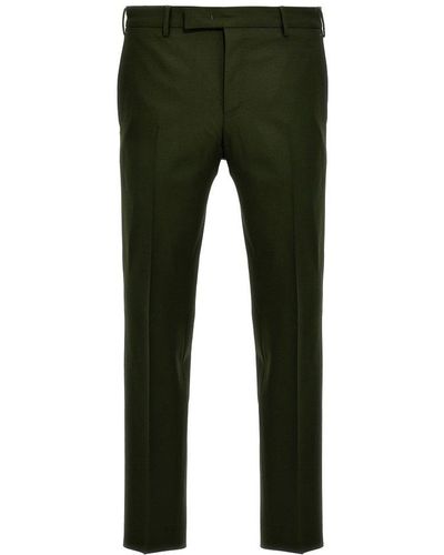 PT Torino Straight-leg Cropped Tailored Trousers - Green