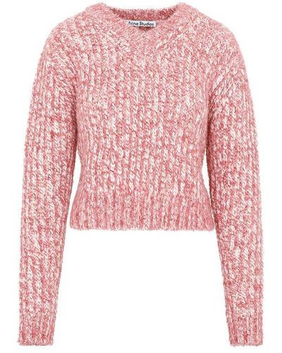 Acne Studios Wool V Neck Sweater - Pink