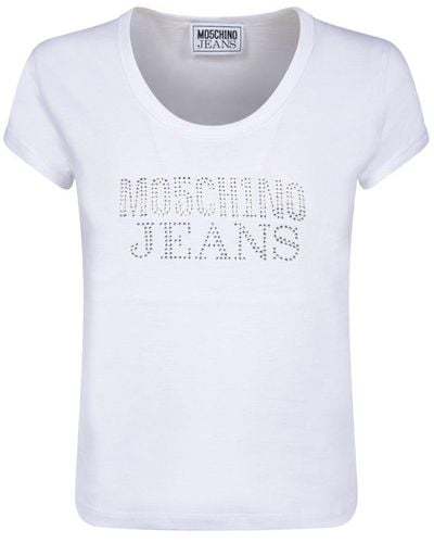 Moschino Logo Embellished Crewneck T-shirt - White