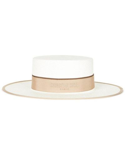 Dior Logo Detailed Wide-brim Hat - White