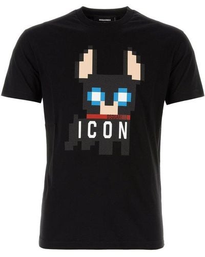DSquared² Icon Pixel-printed Crewneck T-shirt - Black