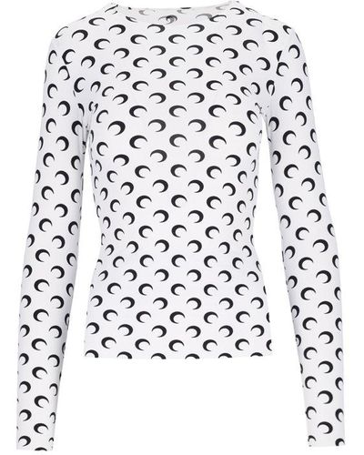Marine Serre All-over Moon Printed Top - White