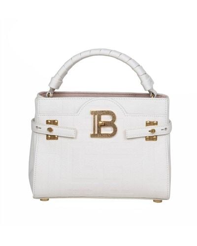 Balmain Monogram B Buzz Handbag - White