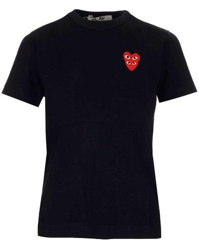 COMME DES GARÇONS PLAY Heart Embroidery T-shirt - Black