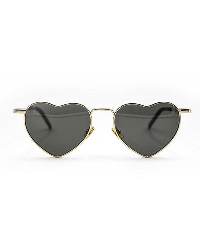 Saint Laurent Loulou Heart Frame Sunglasses - Metallic