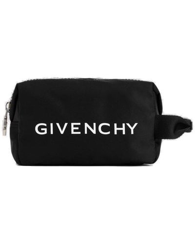 Givenchy Logo Printed G-zip Toilet Pouch - Black