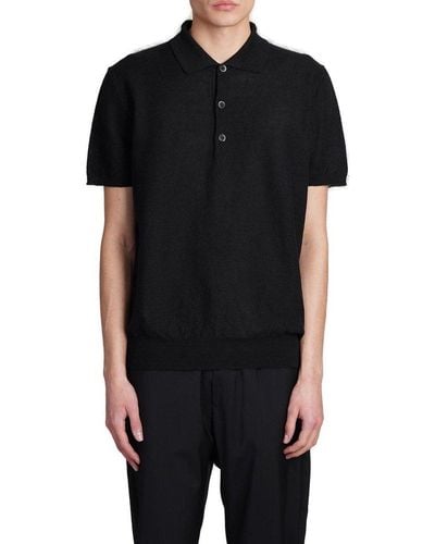 Barena Marco Piqué Knitted Polo Shirt - Black