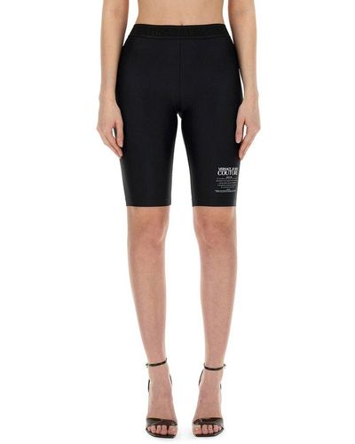 Versace Logo Printed Bicycle Shorts - Black