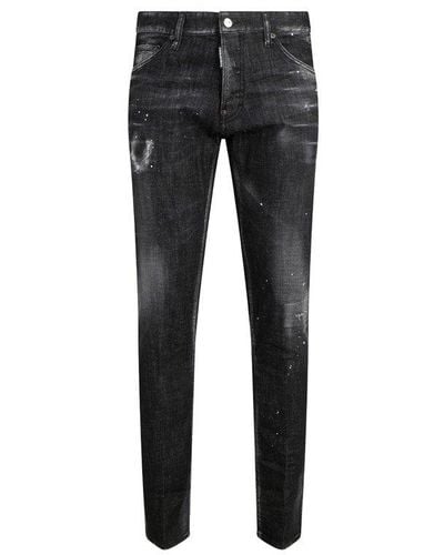 DSquared² Distressed Mid-rise Jeans - Black