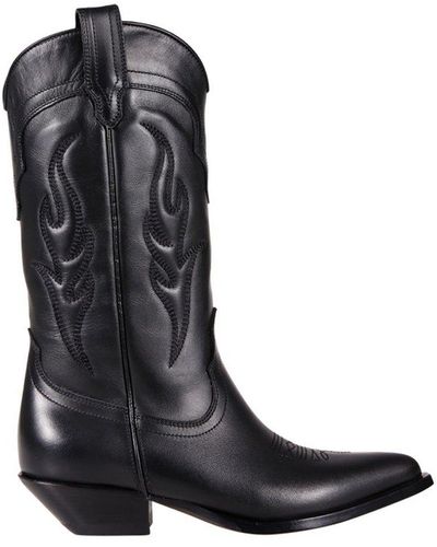 Sonora Boots Santa Fe Embroidered Western Boots - Black
