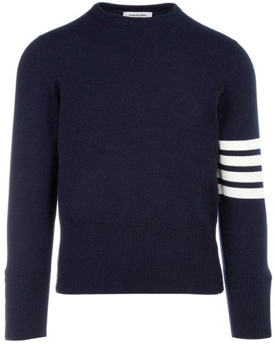 Thom Browne Classic Crewneck Pullover Sweater - Blue