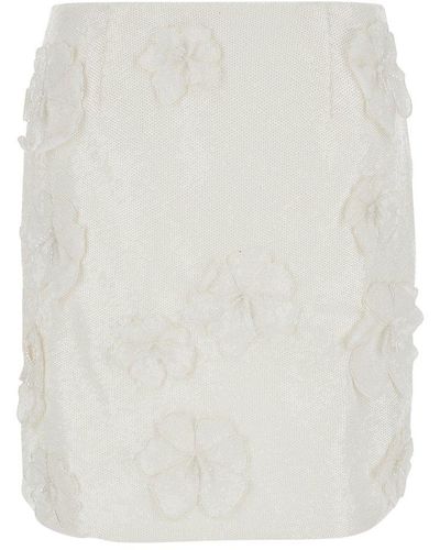 ROTATE BIRGER CHRISTENSEN Sequin Flower Embellished Mini Skirt - White