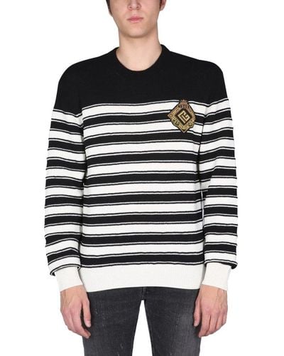 Balmain Sweater With Logo Patch - Black