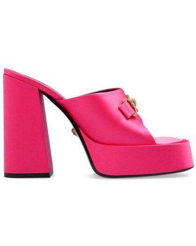 Versace Medusa Embellished Slip-on Sandals - Pink