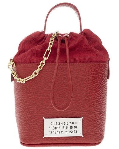 Maison Margiela 5ac Number Patch Drawstring Bucket Bag - Red