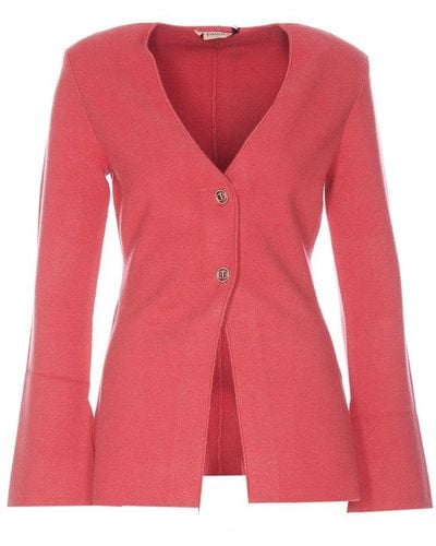Twin Set Button-up V-neck Knitted Cardigan - Pink