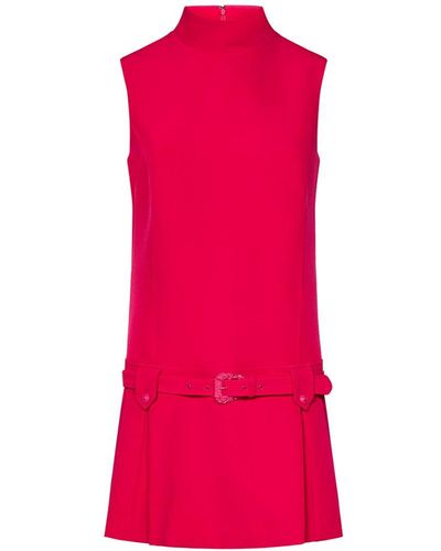 Versace Mock Neck Sleeveless Mini Dress - Pink
