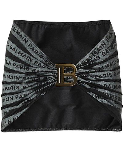 Balmain B-logo Mini Skirt - Black