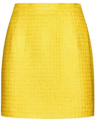 Alessandra Rich High-waist Checked Tweed Mini Skirt - Yellow
