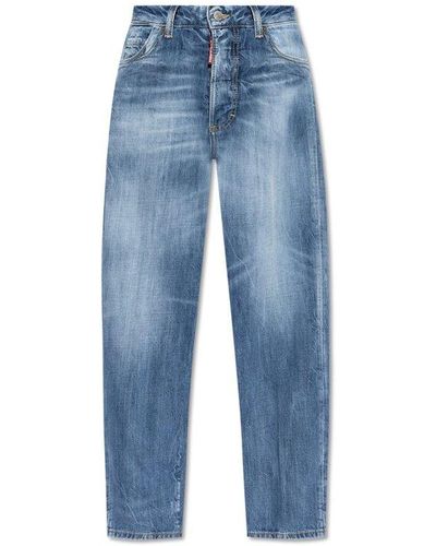 DSquared² Logo Tag Cropped Jeans - Blue