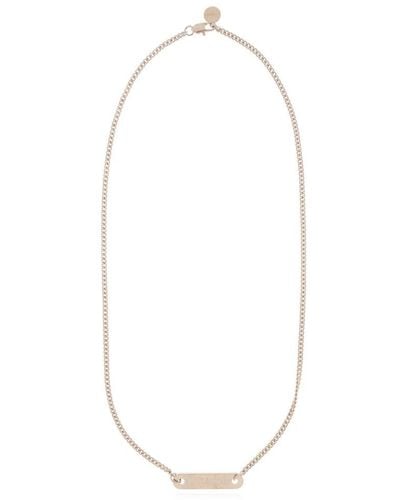 Palm Angels Logo Engraved Cable-link Chain Necklace - White