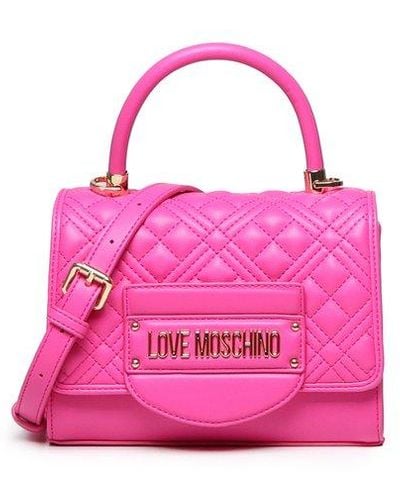Love Moschino Quilted Bag With Logo - Pink