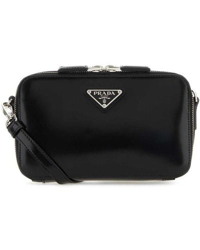 Prada Leather Brique Crossbody Bag - Black
