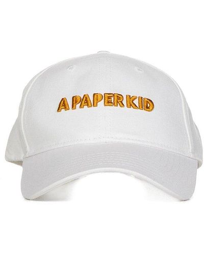 A PAPER KID Curved Peak Baseball Cap - White