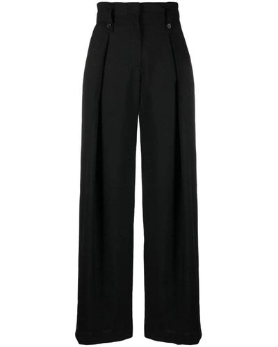 Low Classic Pleat Detailed High-waisted Trousers - Black
