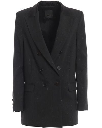 Pinko Double-breasted Tailored Blazer - Black