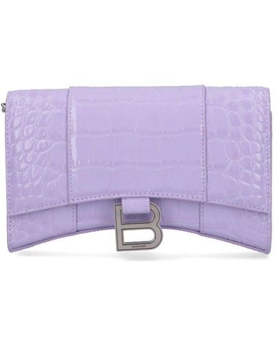 Balenciaga Hourglass Chained Wallet - Purple