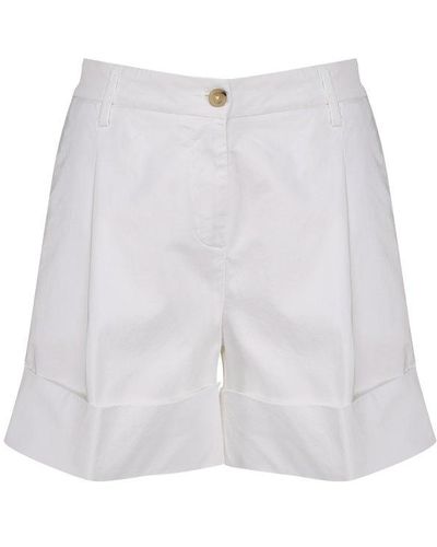 Fay Turn-up Hem Pleat Detailed Shorts - White