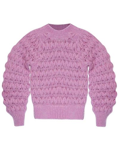 Isabel Marant Elvire Crewneck Chunky Sweater - Purple