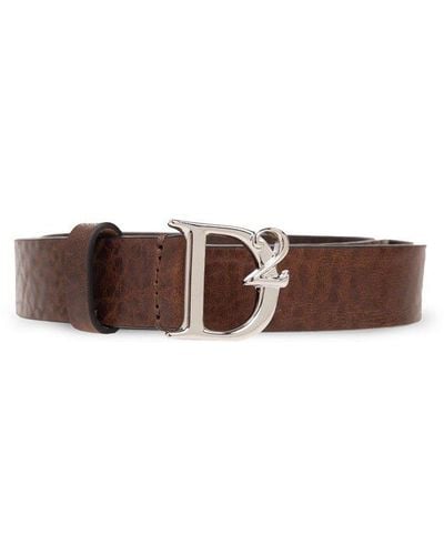 DSquared² D2 Statement Logo-buckle Leather Belt - Brown