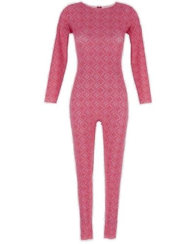 Marine Serre All-over Moon Catsuit - Pink