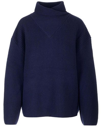 Totême Ribbed Wool Oversized Sweater - Blue