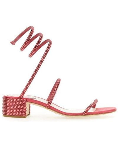 Rene Caovilla Cleo Embellished Sandals - Red