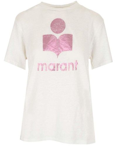Isabel Marant Koldi Logo Printed Crewneck T-shirt - Pink
