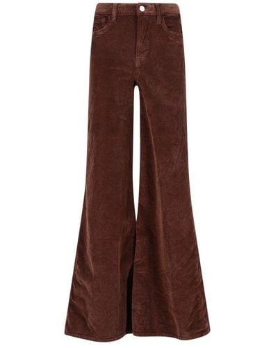 FRAME Wide Leg Stretched Corduroy Pants - Brown