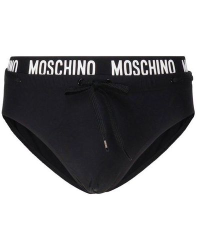 Moschino Logo Waistband Drawstring Swim Briefs - Black