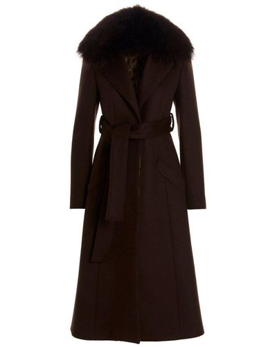 Blumarine Fur Collar Coat - Black