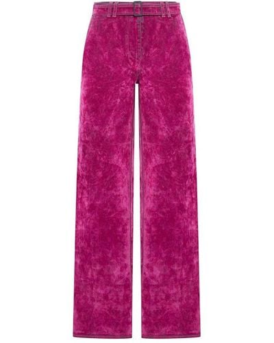 Sunnei Straight-leg Belted Velvet Trousers - Pink