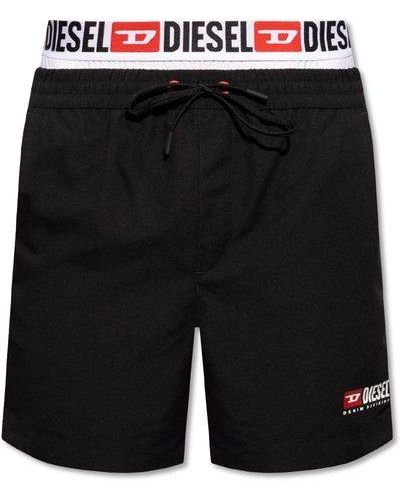 DIESEL Bmbx-visper-41 Logo Printed Drawstring Swim Shorts - Black