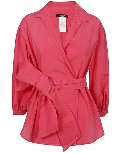 Weekend by Maxmara Belted Long-sleeved Shirt - Red