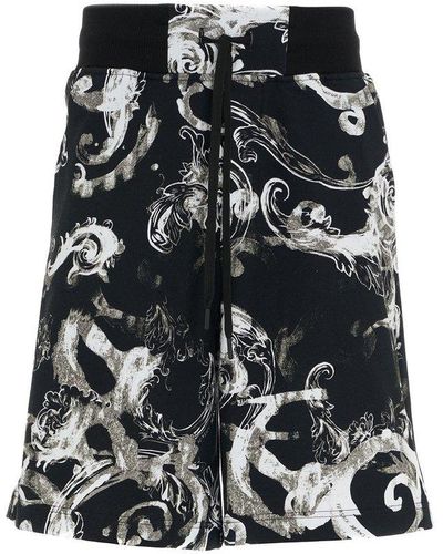 Versace Barocco-printed Drawstring Track Shorts - Black