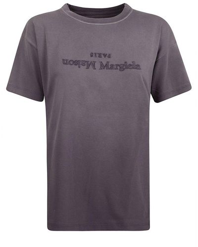 Maison Margiela Logo Printed Crewneck T-shirt - Purple