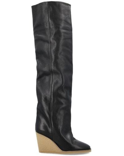 Isabel Marant Leather Tilin Wedge Boots Black