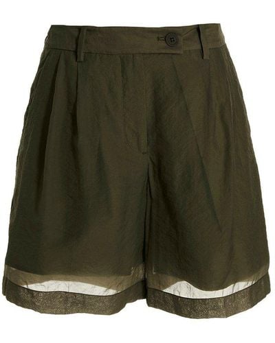 Helmut Lang Bermuda Shorts With Front Pleats - Green